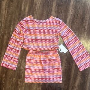 NWT Commense Two-Piece Multi-Colored Top and Skirt. Small